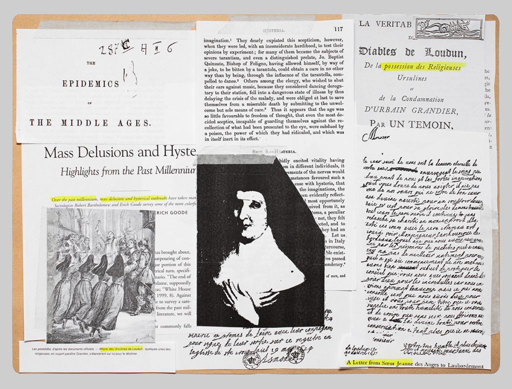 Dossier d'articles de presse et d'articles académiques d'un cas d'hystérie de masse à l'époque moderne