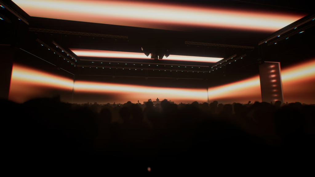 Une plonge dans le noir au sein d'une salle de concert recouverte d'écran à 360°.